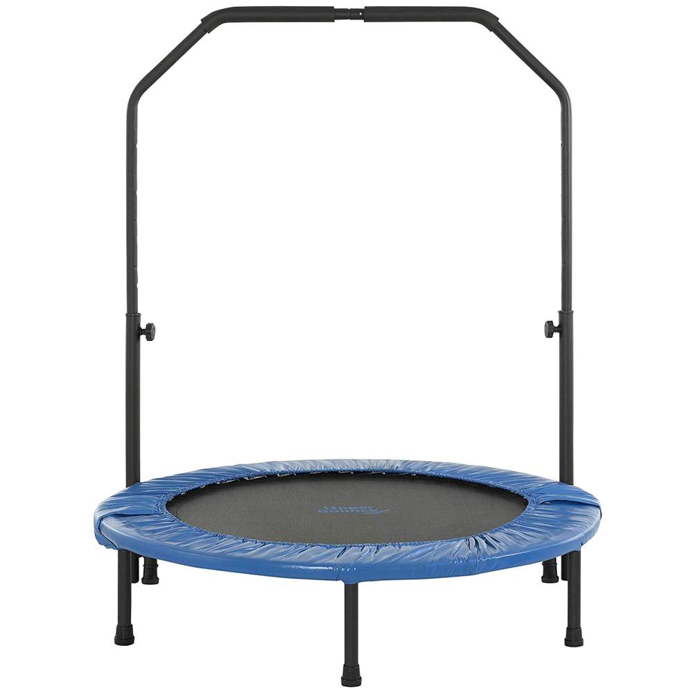 Upper Bounce 40" Mini Trampoline with Adjustable Handbar-Round Foldable Rebounder Fitness Trampoline for Kids & Adults