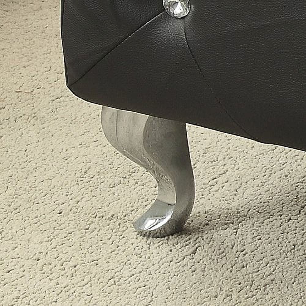 AC Pacific Crystal Tufted Faux Leather Storage Bench,Black - Image 10