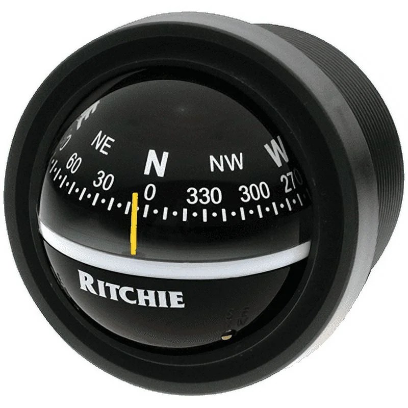 5" Black and White Nautical Ritchie V-57.2 Explorer Compass Dash Mount
