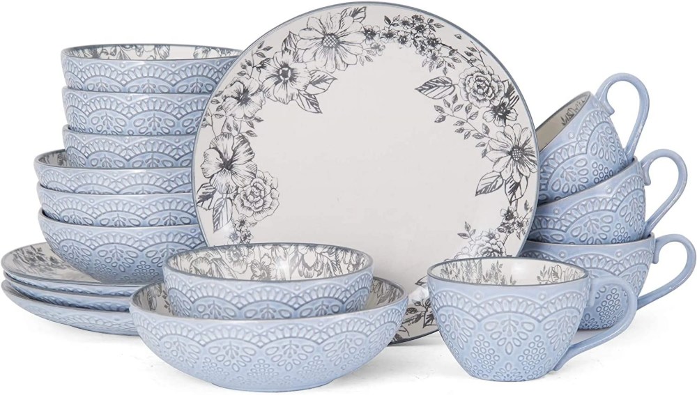 Pfaltzgraff Gabriela Gray 16-Piece Stoneware Dinnerware Set, Service for 4 - ,Gabriela Grey - Image 4