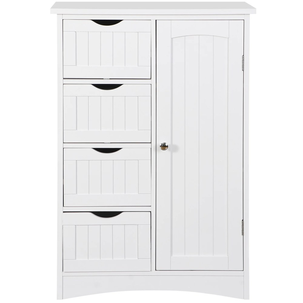 ZENSTYLE Bathroom Floor Cabinet Kitchen Organization 4 Drawers W/3 Tiers Side Space,White - Image 11