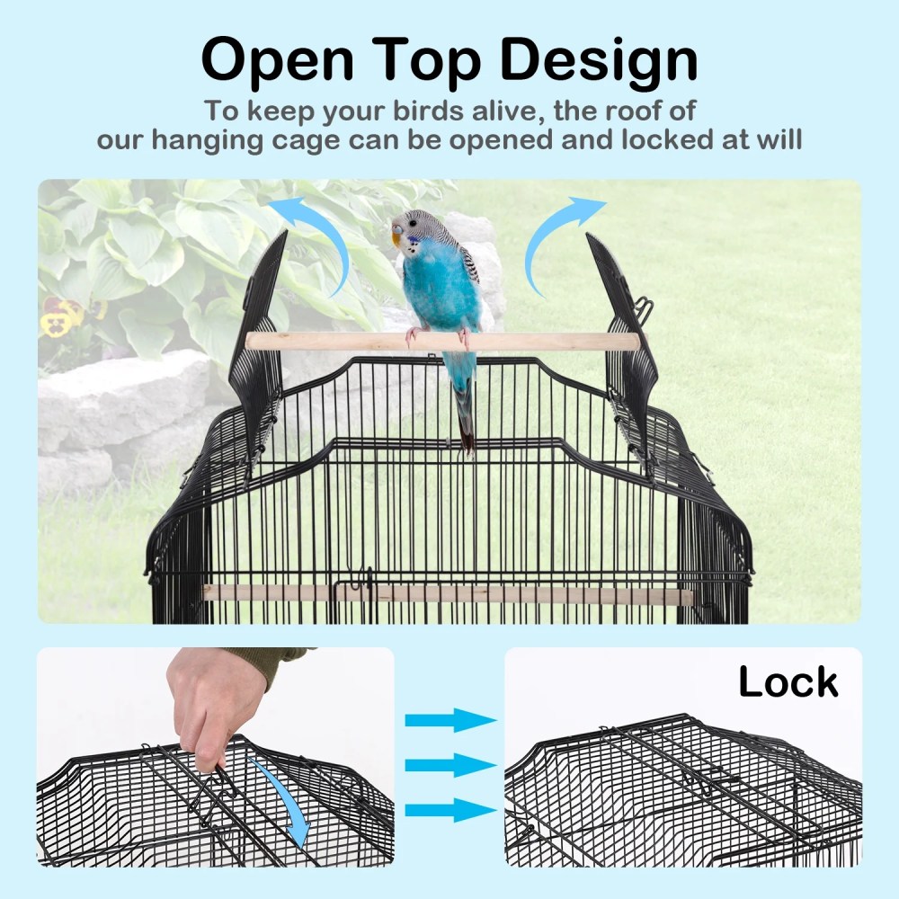 BestPet Large 64 in Metal Flight Cage with Rolling Stand, Black - Image 3