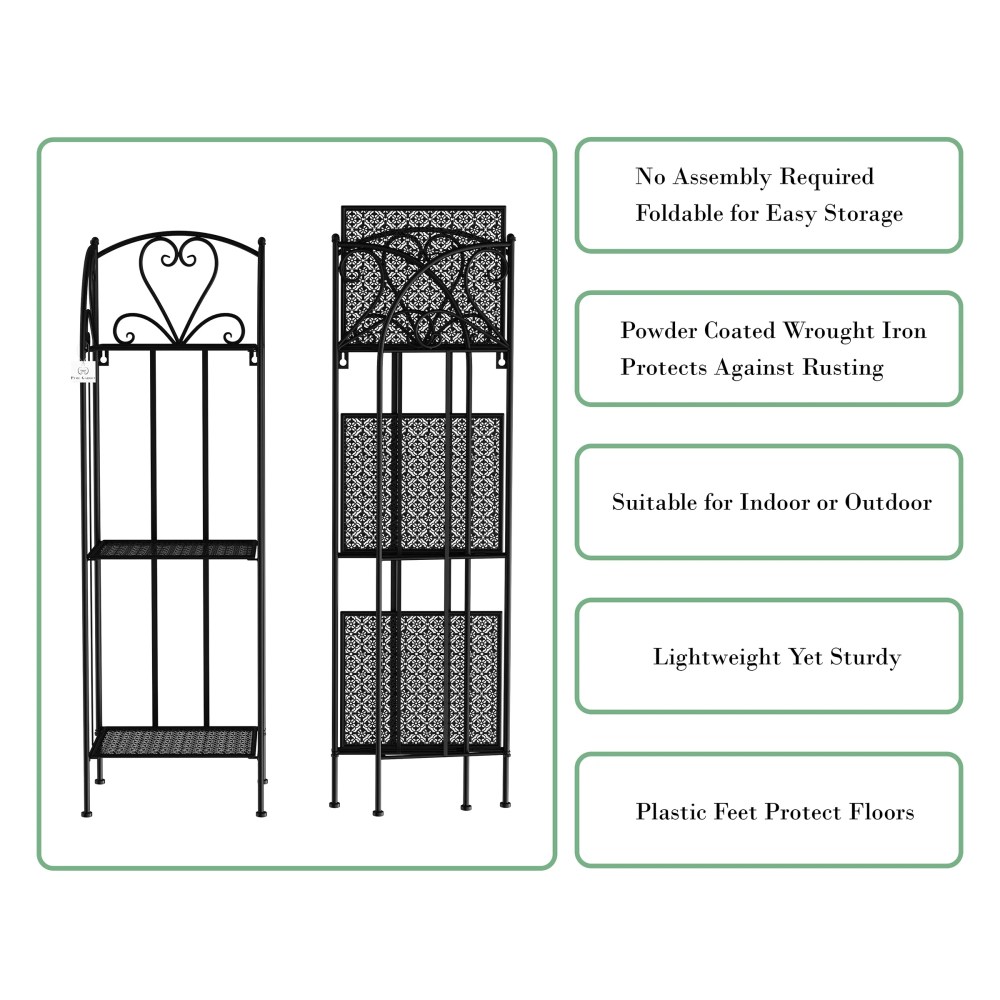Plant Stand ' 3-Tier Vertical Shelf Indoor or Outdoor Folding Wrought Iron Metal Home and - Image 8