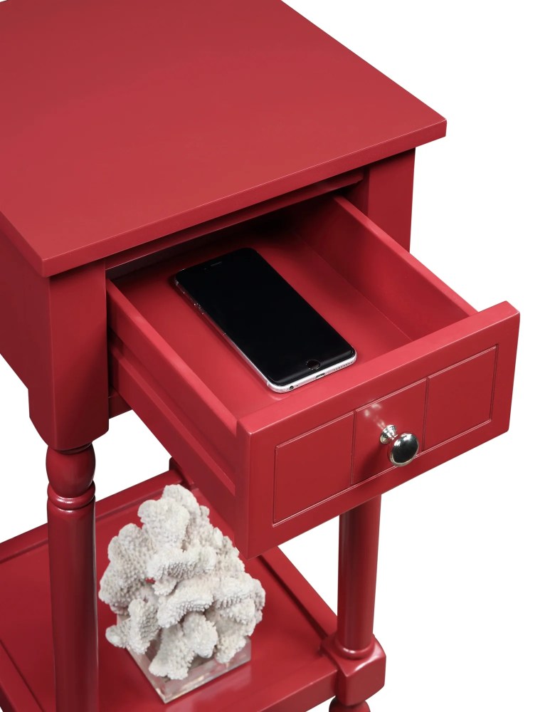Convenience Concepts French Country Khloe 1 Drawer Accent Table with Shelf, Cranberry Red - Image 4