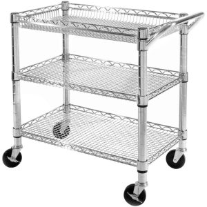 Seville 33.75"W x 18"L x 33.38"H 3-Shelf Freestanding Shelves, Chrome