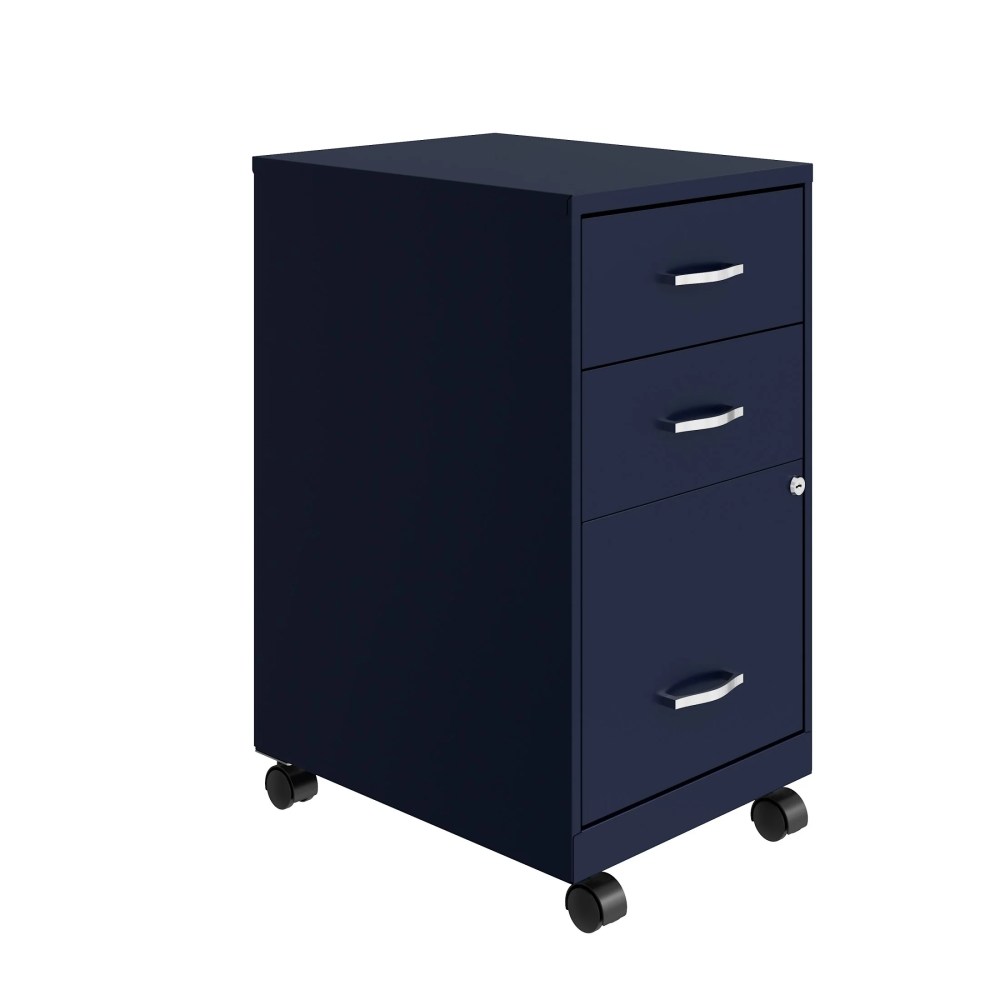 Space Solutions 18" Deep 3 Drawer Mobile Letter Width Vertical File Cabinet, Navy
