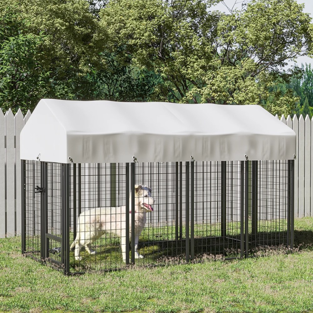Waleaf 8x4x4 ft Outdoor Dog Kennel Cage for Large Dogs, Large Dog Kennel with Rotating Bowls for Outdoor, Pet Dog Run Enclosures for Dog Crate with Waterproof UV-Resistant Cover and Secure Lock - Image 5