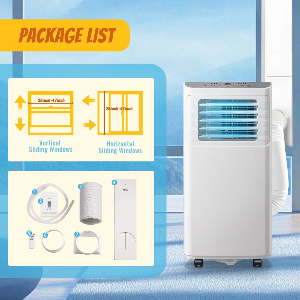 WANAI Portable Air Conditioner,8000 BTU AC Units with Cooling,Fan,Dehumidifier,Sleep Mode,Remote Control - Image 4