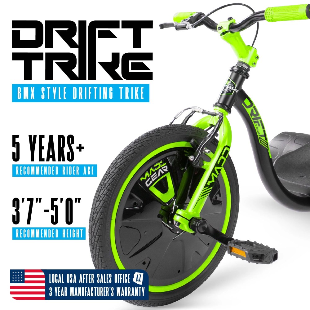 Drift Trike for Kids Ages 5 with Adjustable Seat and 16" Front Wheel-Madd Gear - Image 6