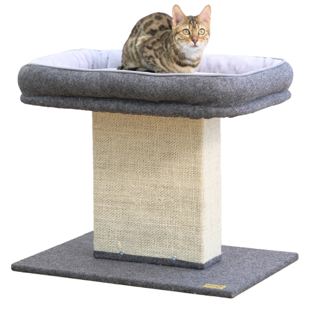 Catry Minimalist Durable Cozy Cat Trees with Soft Felt Sisal Scratching Post,  Grey