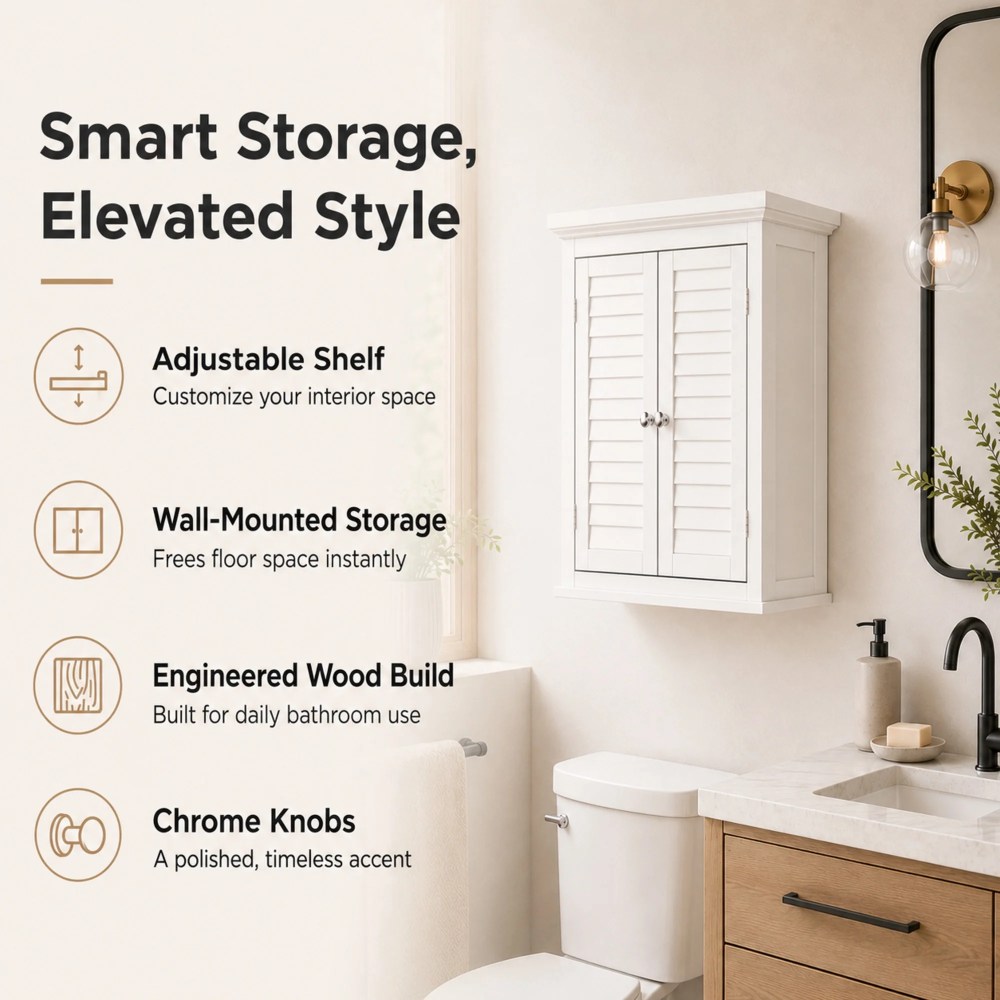 Teamson Home Glancy 20" x 24.02" Removable Wall Cabinet, White - Image 8