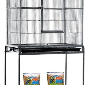 64" EXTRA LARGE Wrought Iron Flight Canary Parakeet Cockatiel Lovebird Finches Breeding Nest Box Doors Cage with Removable Rolling Stand