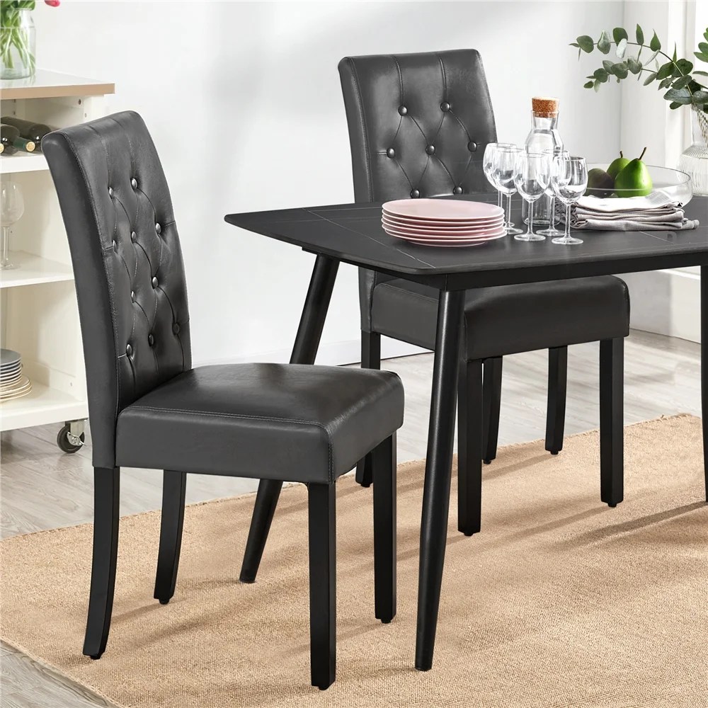 Alden Design Modern Tufted Padded Dining Chair with Tall Back, Set of 2, Gray - Image 4