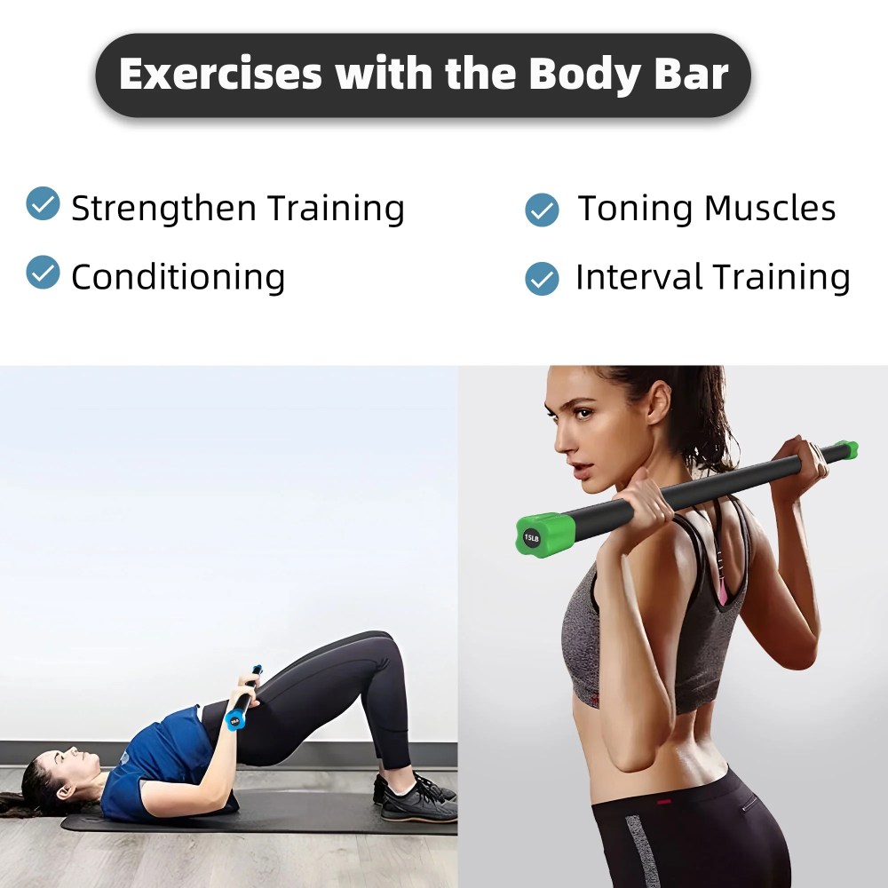 Signature Fitness Total Body Workout & Exercise Weighted Bar w/Grip, 3 Pack - Image 6