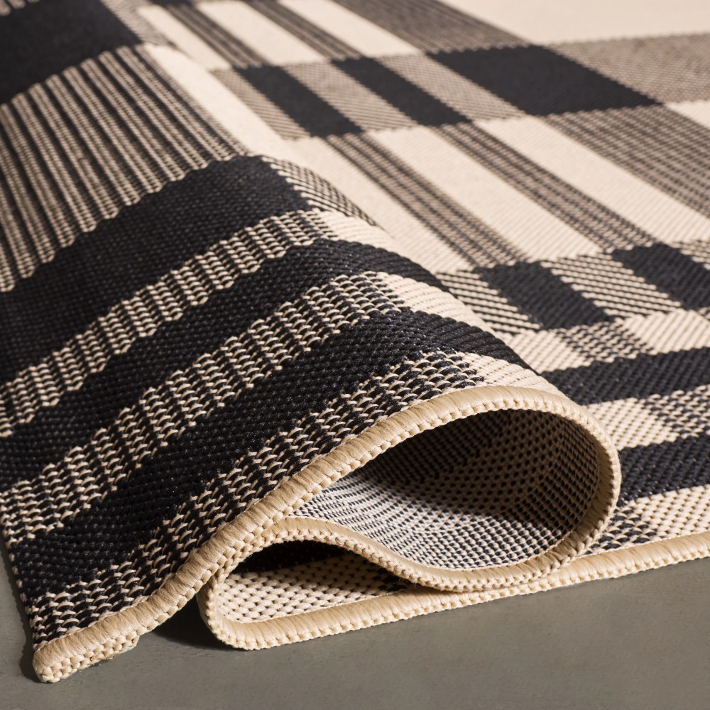 Safavieh Courtyard Benjamin Plaid Indoor/Outdoor Area Rug, Black/Bone, 6'7" x 6'7" Square - Image 11