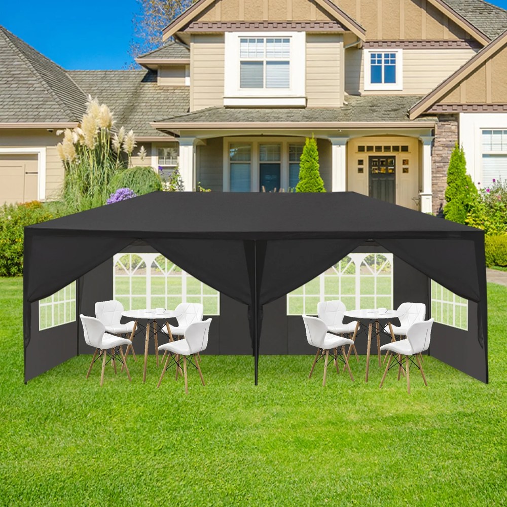 Winado 10" x 20" Canopy Waterproof Party Tent Outdoor Tent 6 Sides Black