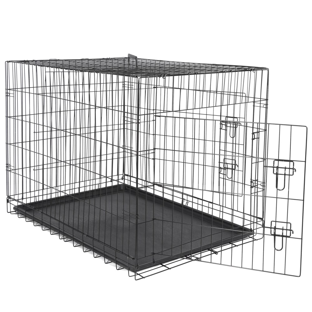 HomGarden 42'' Foldable Large Dog Crate Kennel Double Door, Black - Image 4