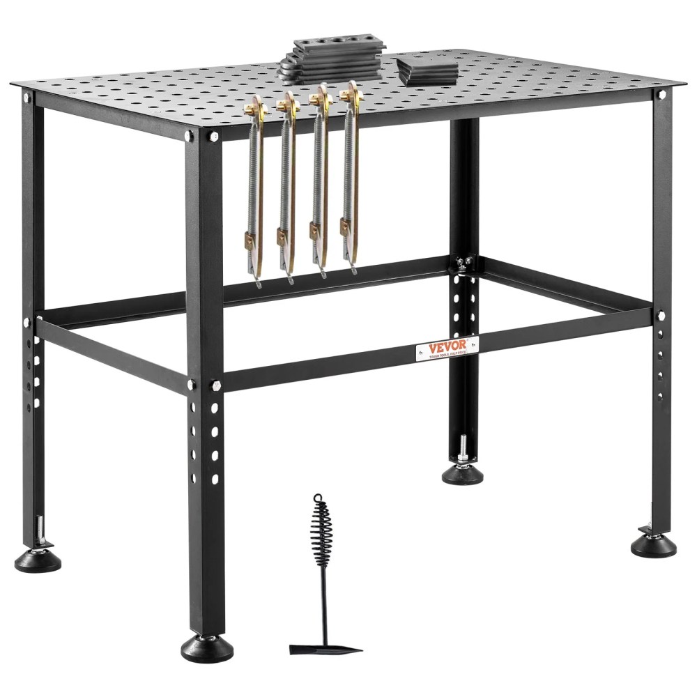 VEVOR Welding Table 36" x 24",800LBS Capacity Welding Workbench Table,Heavy-Duty Work Bench with 0.63" Fixture Holes and Non-slip Foot Pads for Welding Assembly Repair Works