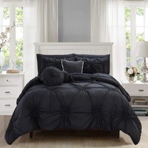 Elegant Comfort 10 Piece Comforter Sets Full/Queen Black Sunflower - 2000 Thread Count Microfiber