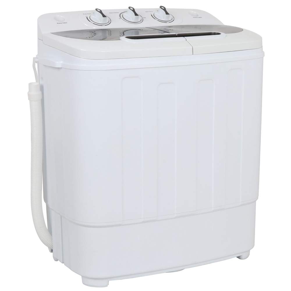 ZENSTYLE Twin Tub Portable Compact Wash Machine Spin Dry Cycle 13lbs Semi-Automatic Home Mini Washer,White