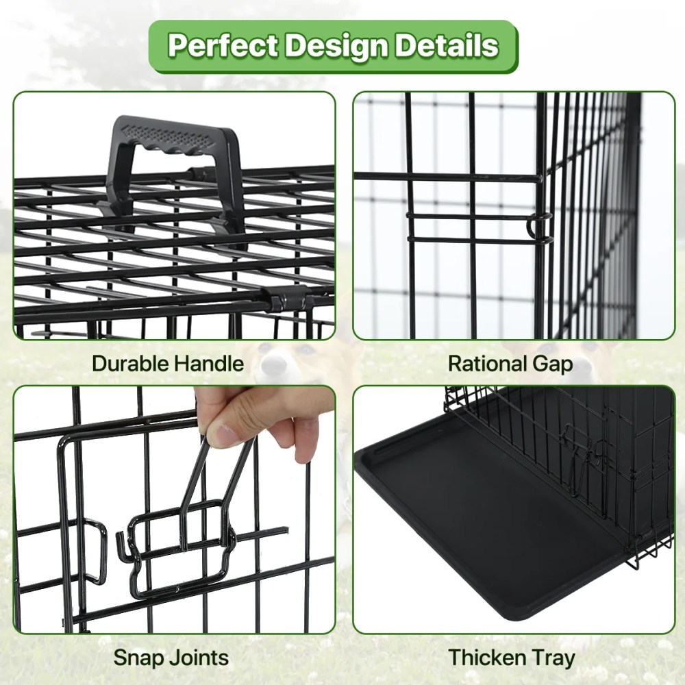 Dkelincs 48 inch Dog Crate Folding XXL Large Dog Cage Dog Kennels and Crates for Large Dogs Pet Animal Segregation Cage with Divider, Plastic Tray, Double-Door, Handle, Black - Image 4