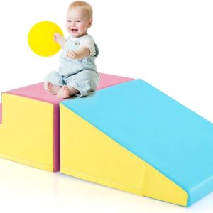 OLAKIDS Climbing Toys for Toddlers, Indoor Baby Foam Climbing Blocks Soft Play Set with PU Leather, Kids Climb and Crawl Playset Sliding Activity Structure Gym Playground Climber