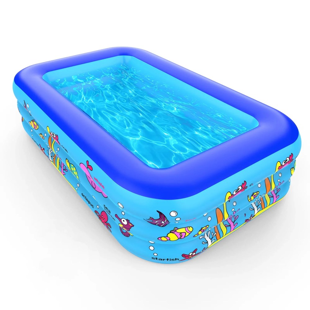 YQSDG Inflatable Swimming Pool Rectangular Multicolor for Child 83 x 57 x 26 Inch