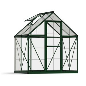 Palram - Canopia Hybrid 6" x 4" Polycarbonate/Aluminum Walk-In Greenhouse-Green - with Roof Vent