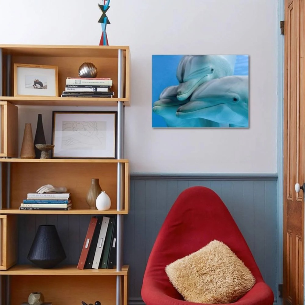 Bottlenose Dolphins, Three CloseUp of Heads Underwater, Animals Stretched Canvas Wall Art by Augusto Leandro Stanzani Sold by Art.Com - Image 5