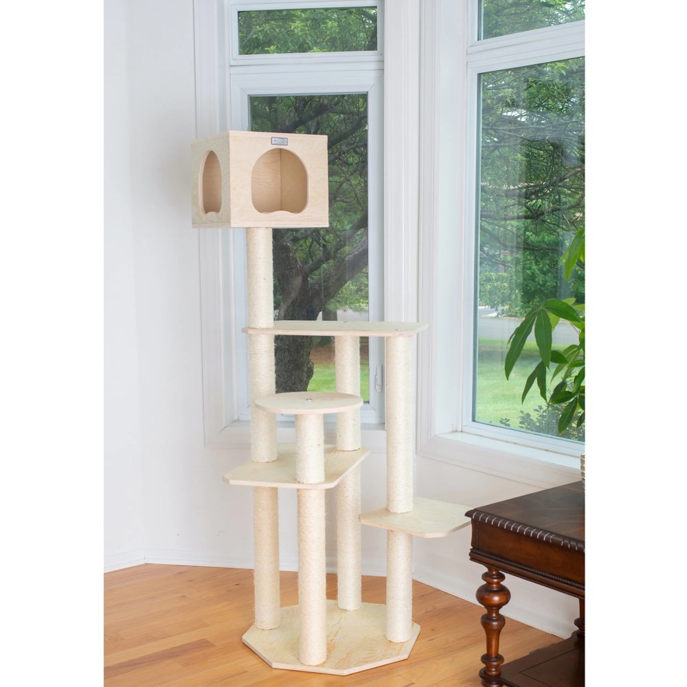 Armarkat 69-in Cat Tree & Condo Scratching Post Tower, Wood - Image 3