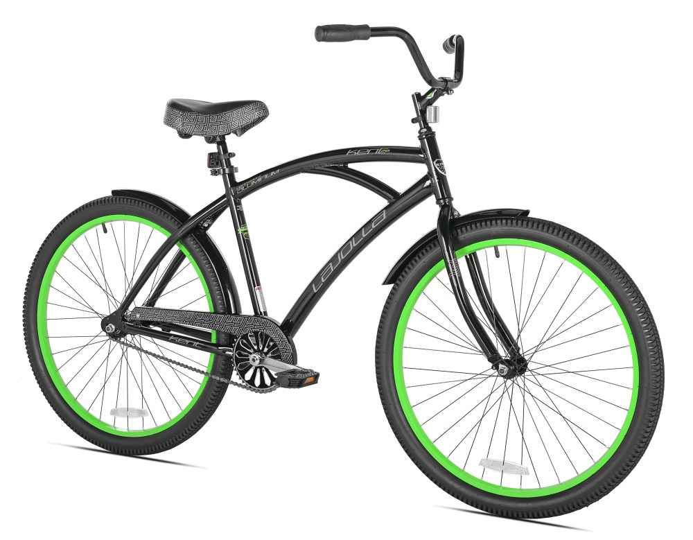 26" Kent La Jolla Cruiser Men's Bike, Adult Ages 13, Black/Green
