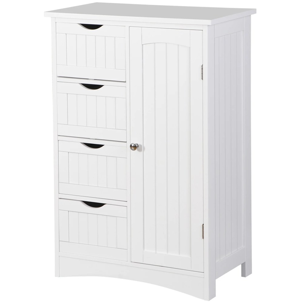 ZENSTYLE Bathroom Floor Cabinet Kitchen Organization 4 Drawers W/3 Tiers Side Space,White - Image 9