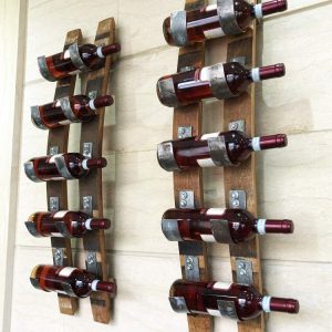 Wine Barrel Stave 5-Bottle Holder - Wall Mount Wine Rack - Rustic Wine Barrel Decor - Unique Wine Storage