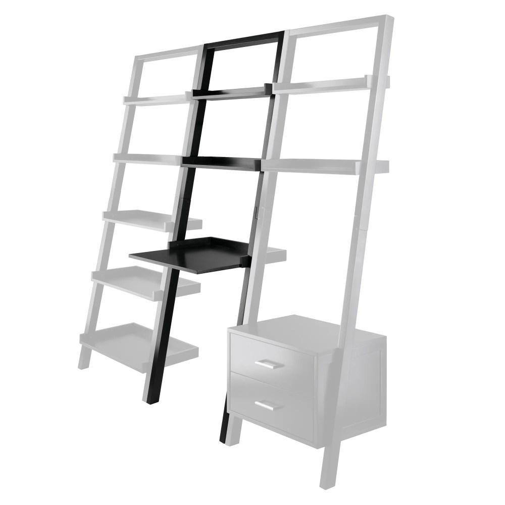 Winsome Wood Bellamy Leaning Desk with 2 Shelves,Black Finish - Image 7