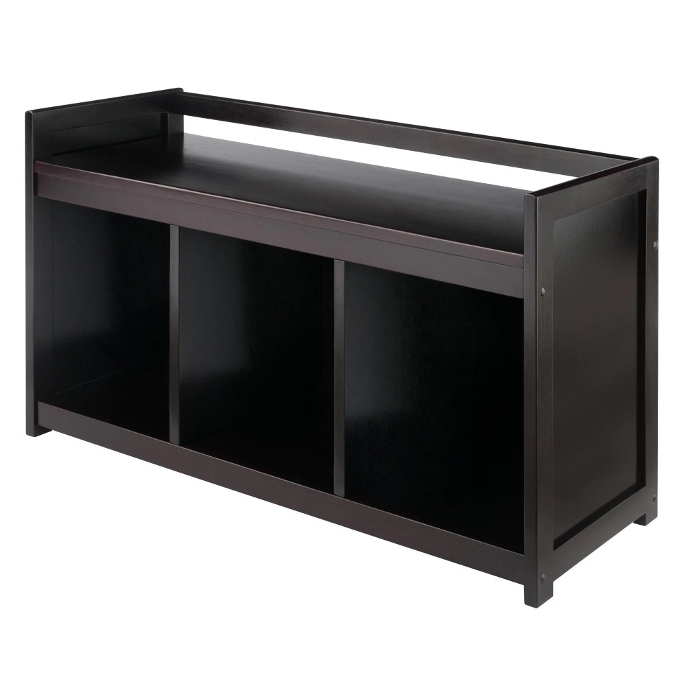 Winsome Addison Storage Bench with 3 Cubbies,Espresso Finish
