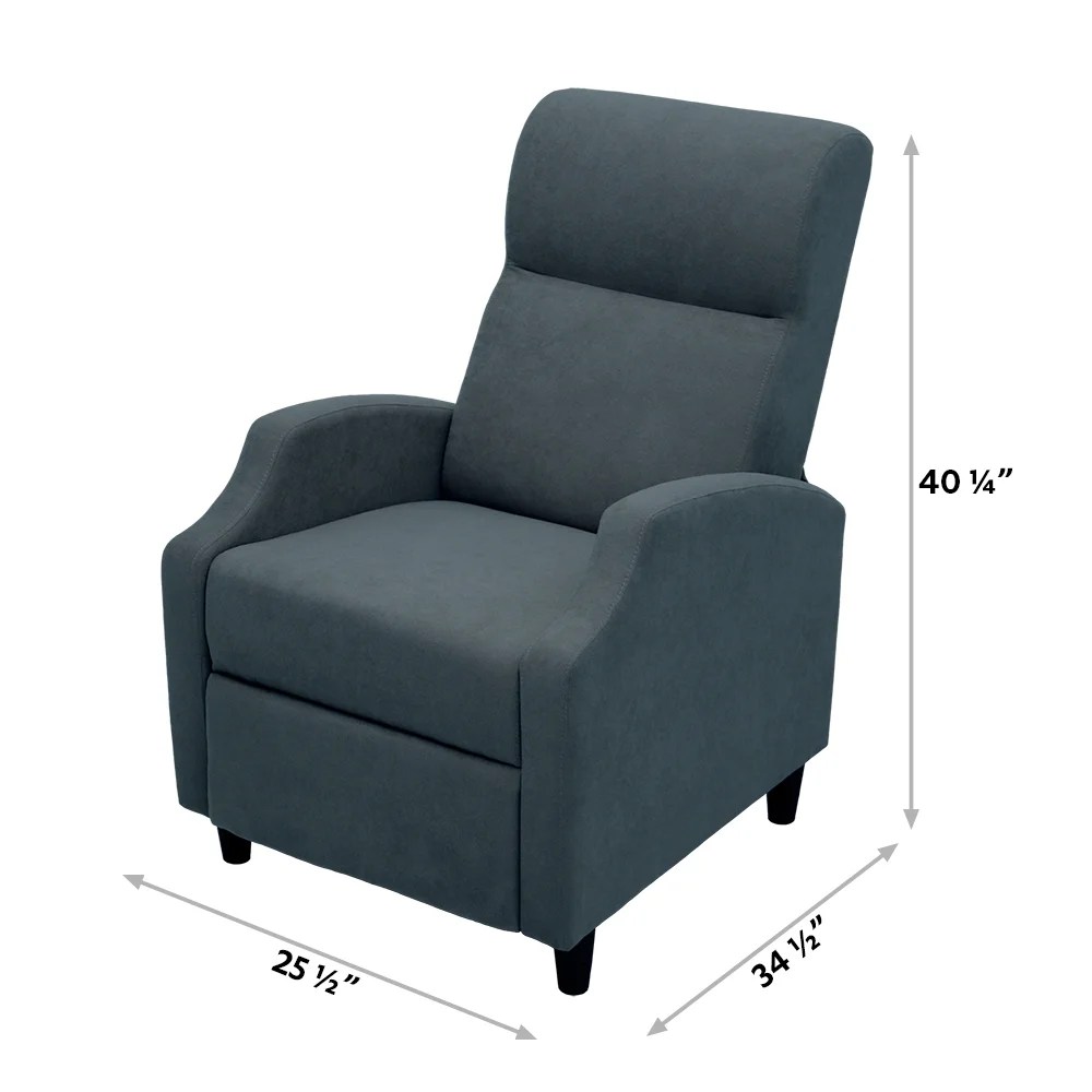 Abble Push Back Fabric Manual Recliner Chair Single Rclining Sofa for Living Room,Bedroom -Denim - Image 2