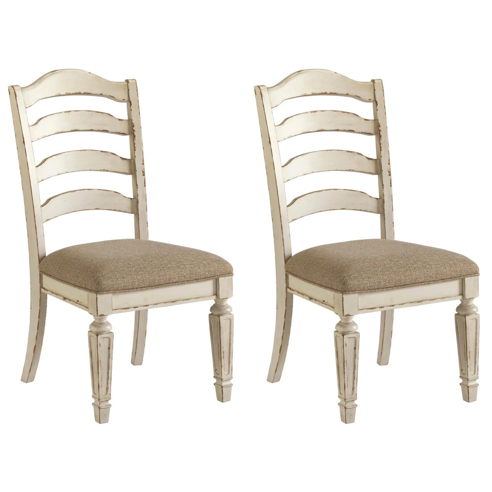 Signature Design by Ashley Realyn Dining Room Upholstered Chair,Set of 2,Antique White