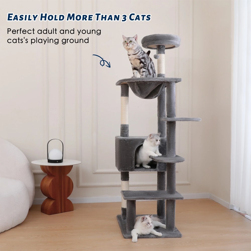 Vibrant Life 70" Cat Tree for Indoor Cat, Multi-Level Cat Tower with Scratching Posts, Gray - Image 11