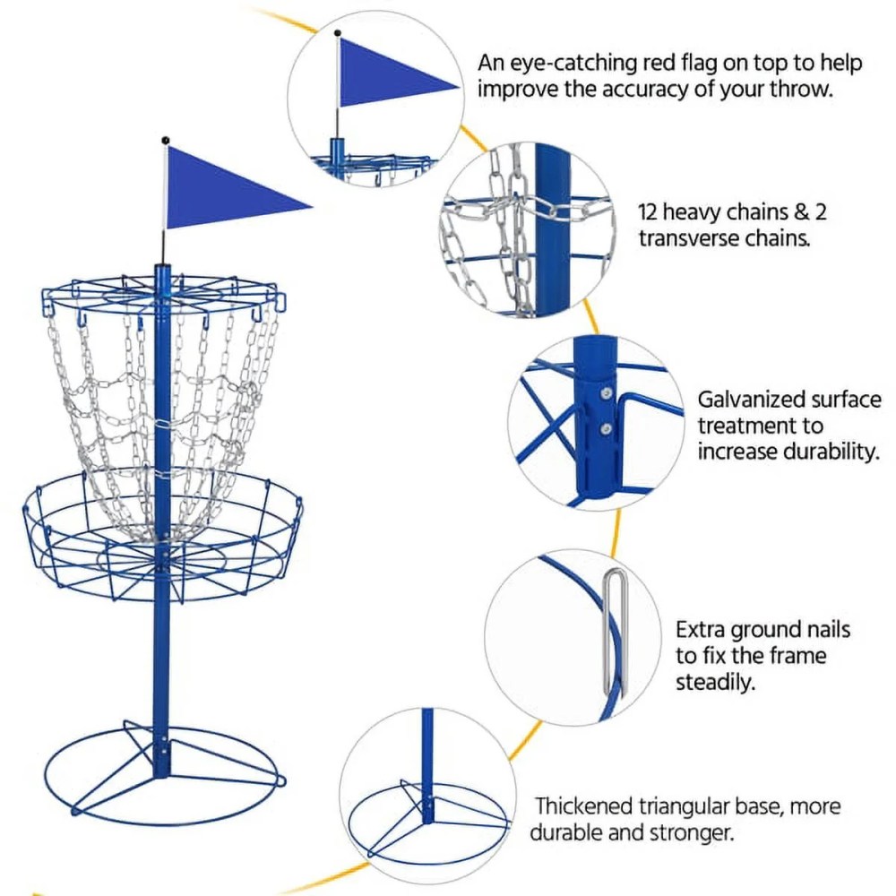 Alden Design 12-Chain Disc Golf Goal for Target Practice, Blue - Image 8