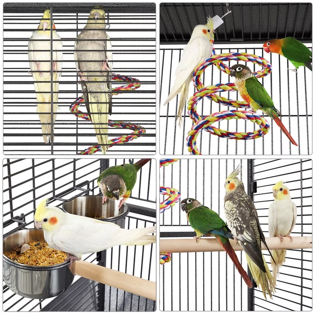 Renwick 61.5" Rolling Metal Bird Cage with Playtop, Black - Image 2