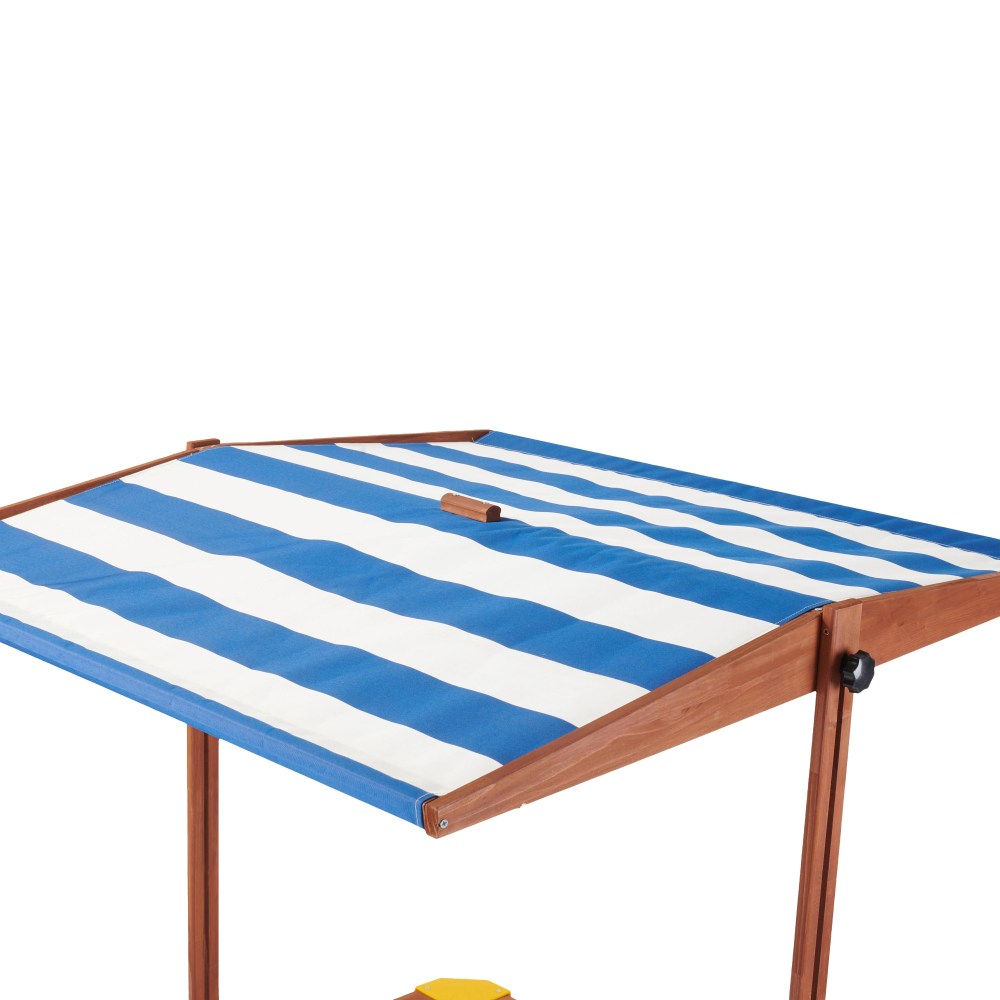 Aukfa Wooden Sandbox w/Adjustable Canopy & Cover for Kids, Brown - Image 3