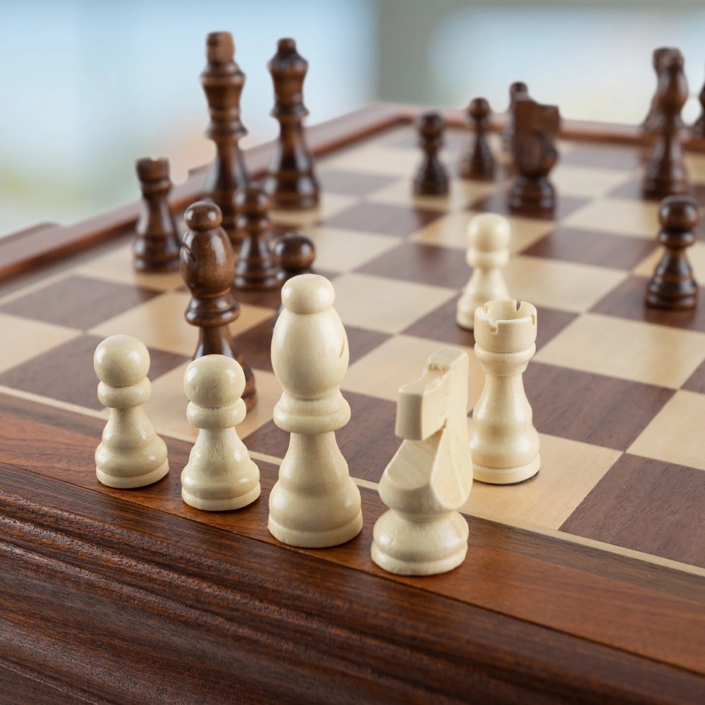 3-in-1 Reversible Game Table with Chess and Backgammon Set - Image 5