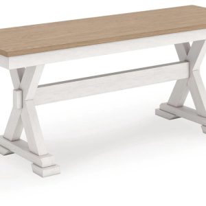 Signature Design by Ashley Westlinport Farmhouse Style Dining Bench,Antique White