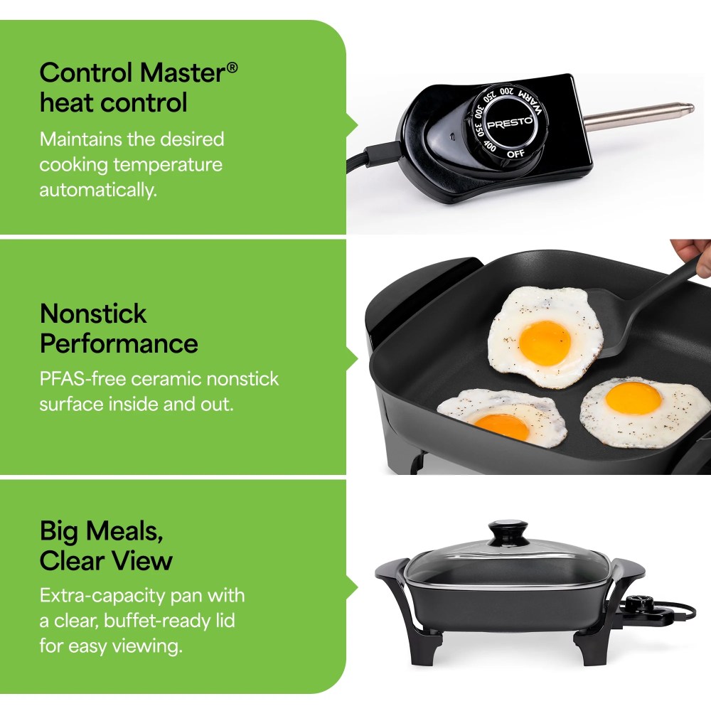 Presto 11" Electric Skillet with Glass Cover - Image 2