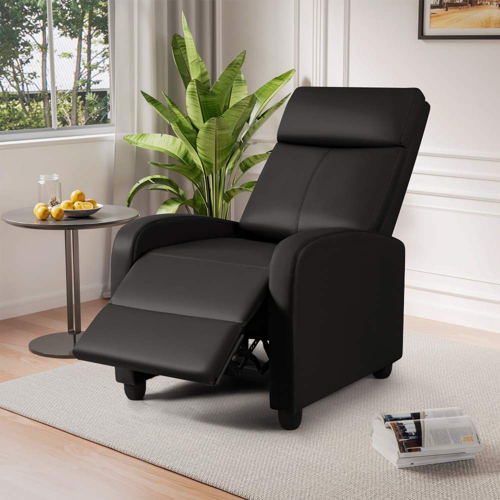 Vineego Massage Sofa Chair, Adjustable Recliner Home Theater Seating with PU Leather Padded Backrest and Thick Seat Cushion , Black