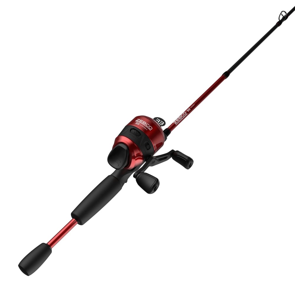 Zebco 33 CustomZ Spincast Reel and Fishing Rod Combo, 6-Foot Rod, Red