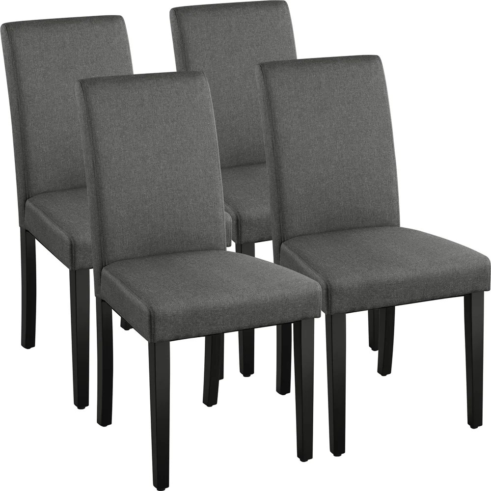 Alden Design 4pcs Fabric Upholstered Parson Dining Chairs for Home, Dark Gray