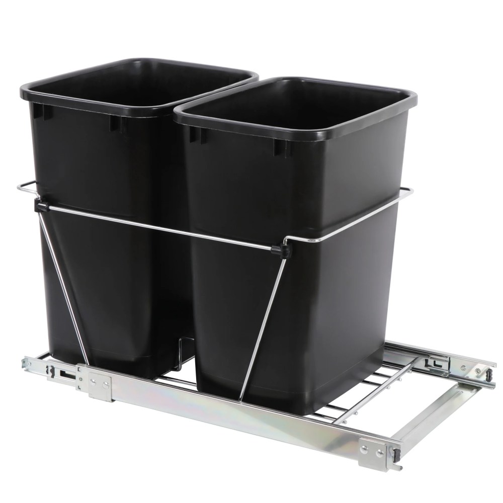 ZENSTYLE Durable 2 Pack Pull Out Trash Garbage Can 35 Quart Sliding Kitchen Waste Container Saving Space Indoor