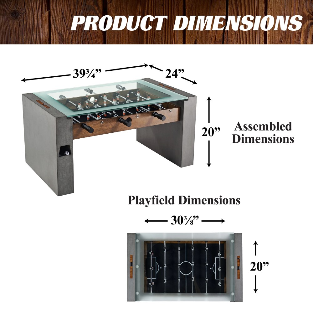40" Urban Foosball Coffee Table with Tempered Glass, Soccer, Accessories Included by Barrington Billiards - Image 8