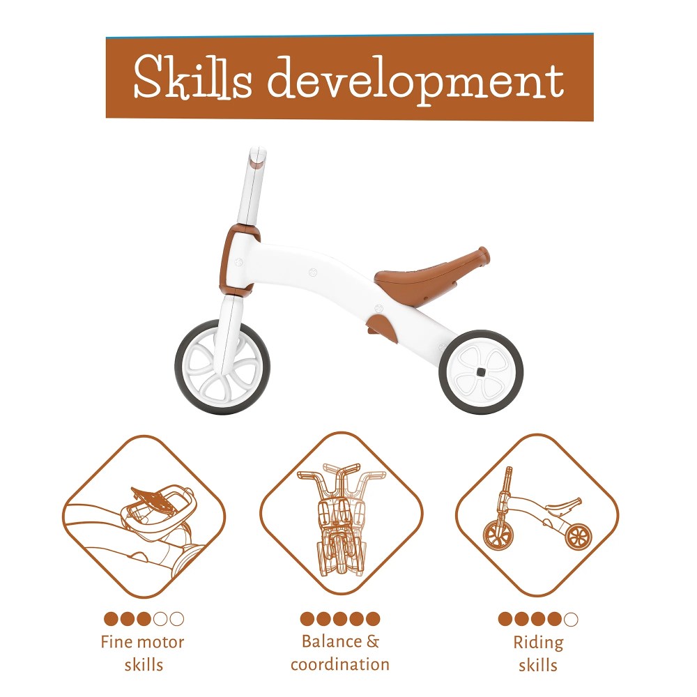 Chillafish Bunzi Gradual Balance Bike and Tricycle, 6 inches, 2-in-1 Ride on Toy for 1-3 Years Old, Silent Non-Marking Wheels, Camel - Image 5